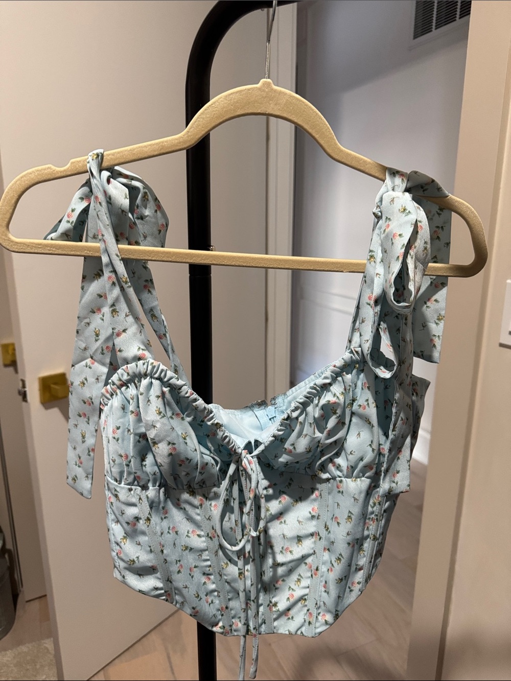 Petal & Pup Light Blue Floral Tie-Shoulder Bustier Camisole